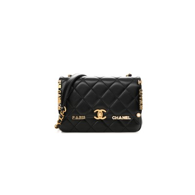 CHANEL LAMBSKIN ENAMEL STRASS QUILTED MINI PARIS MONACO FLAP 1201310 (19*13*6cm)